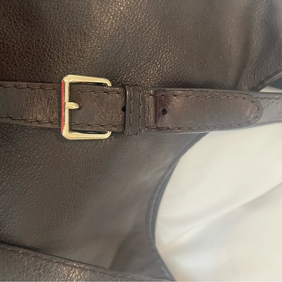 Gucci dark brown  Leather Shoulder Bag with gold GG accents - Picture 6 of 14